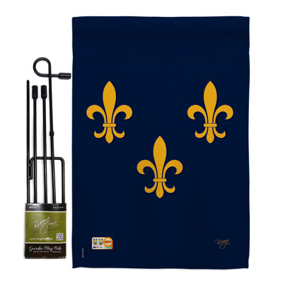 Fleur de lys impressions 2 faces polyester 18,5 x 13 po Ensemble de drapeaux