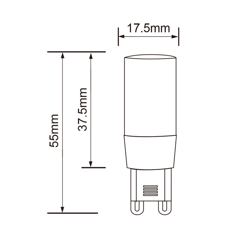 Ampoule à intensité variable de 40 watts DEL G9, à intensité variable, (3000K) G9 / base à deux broches