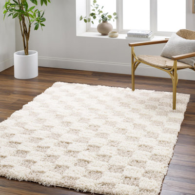 Tapis tissé à la machine en polypropylène crème / beige clair Molly