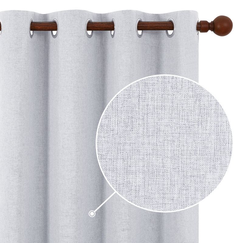 Lythrodontas Faux Linen Total Blackout Curtain Panels, 52" W x 63" H, Gray