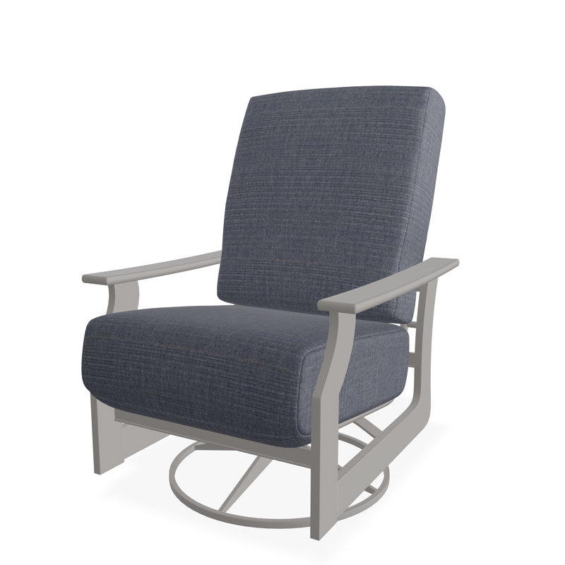 St. Catherine Marine Grade Polymer Deep Seating Cushion Swivel Rocker, Warm Gray, Proven Denim