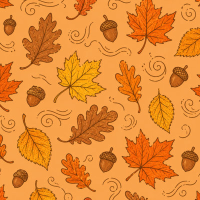 Papier peint adhésif auto-adhésif, feuilles d'automne, glands, dessinés à la main, feuillage d'automne, papier peint amovible, auto-adhésif mural pour armoires de cuisine de chambre à coucher 17,7 po x 118 po