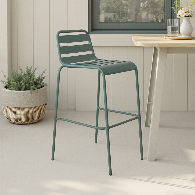 Tabouret de bar intérieur / extérieur à lattes en métal