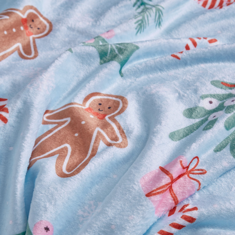 Christmas Gingerbread Cosy Fleece Blanket Throw