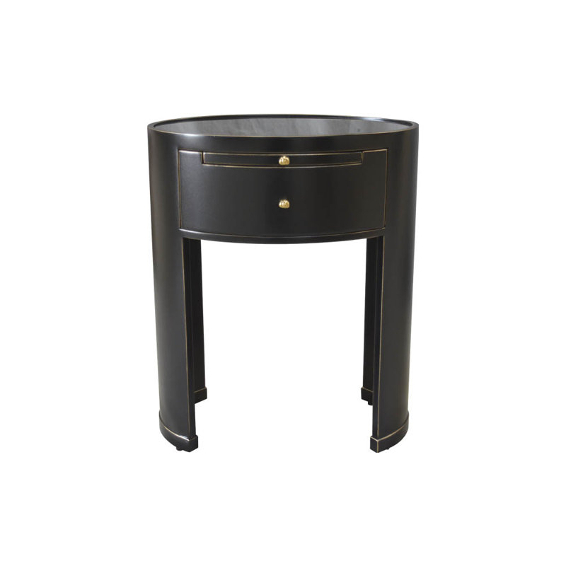 Coppess 55cm W Solid Wood Bedside Table, Black
