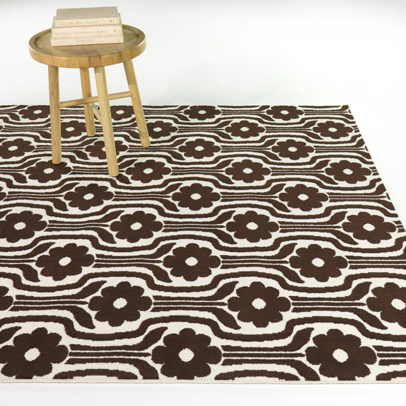 Tapis floral rétro Cartellier, 5'3" x 7'