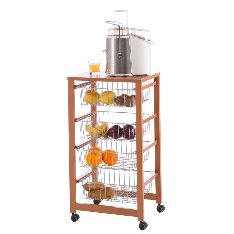 Ruthar Solid Wood Bar Cart, Cherry