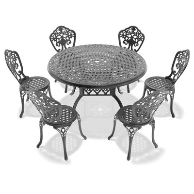 Ensemble de mobilier de salle à manger en fonte d'aluminium toutes saisons avec cadre noir_Chaise___ 34,25 po x 17,7 po x 20,47 po