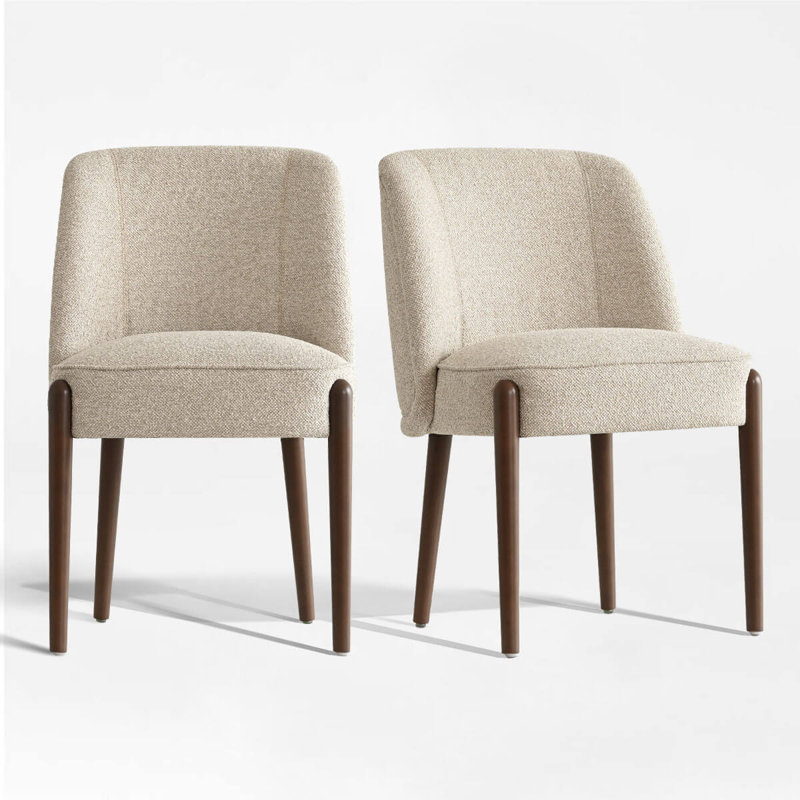 Chaise rembourrée à dossier en bois massif, Beige