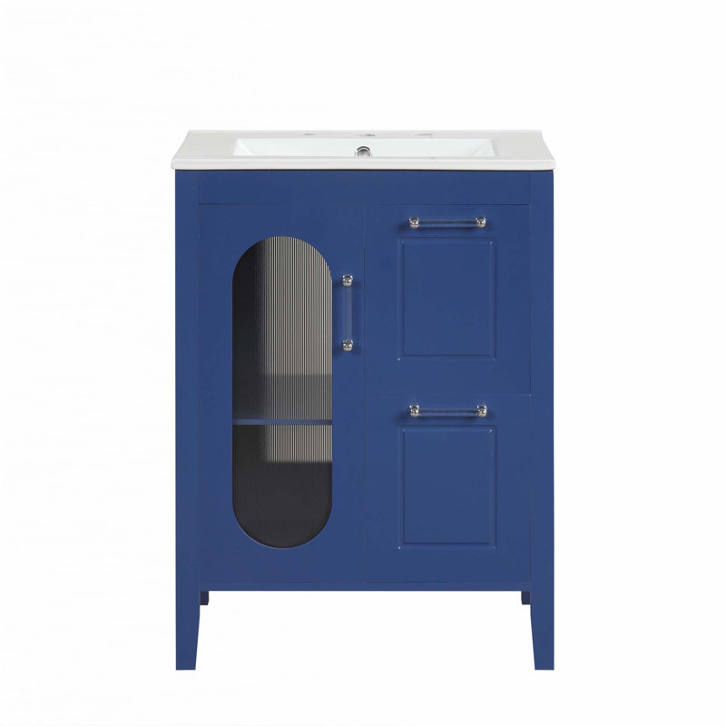 Meuble-lavabo 24 po avec lavabo, Bleu