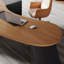 Bureau de direction courbé en bois massif avec tiroirs Nut-brown-489605047-489605049