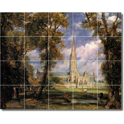 6" X 6"30" X 24"Set Of 20-30" X 24" Ceramic Andreas Achenbach City Painting Decorative Mural Tile W00003: 6" X 6" (Set Of 20)