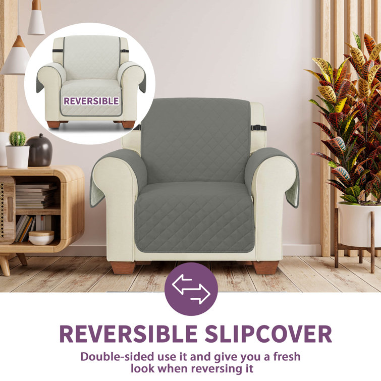 Reversible Comfort Non-Slip Box Cushion Loveseat Slipcover Eider & Ivory Size: 76 H x 98 W x 22 D, Fabric: Chocolate Microfiber/Microsuede