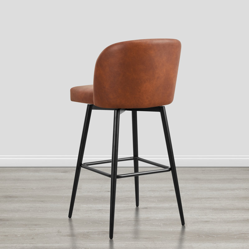 Tabouret de bar et de bar Benedit, Tabouret de bar (siège d'une hauteur de 30 po), Similicuir orange