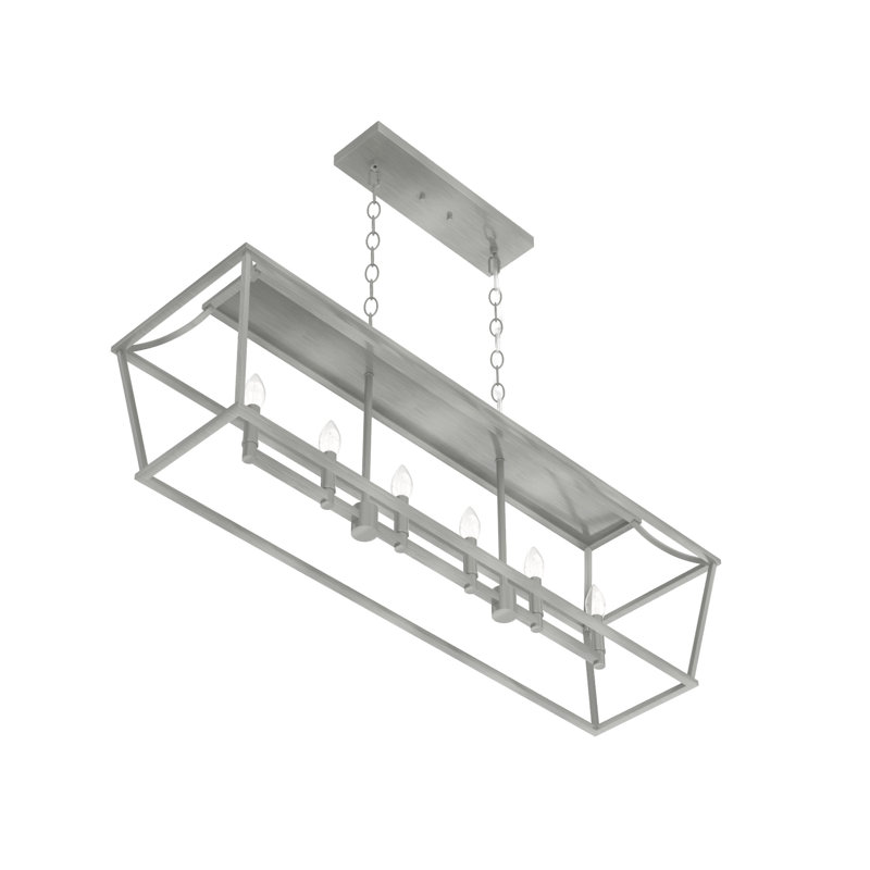 Laurel Ridge 6 - Light Kitchen Island Rectangle Pendant Light, Brushed Nickel