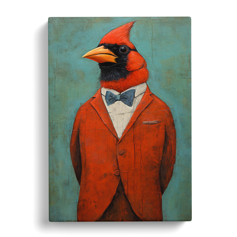 Cardinal Bird Expressionism No.2 - Wrapped Canvas, 50cm H x 35cm W x 3cm D