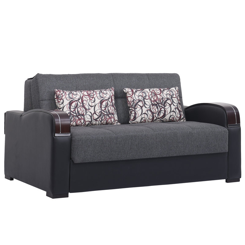 Annalia Sleep Plus 67 in. Fabric 2-Seater 3-in-1 Sleeper Loveseat Sofa Bed with Storage, Gray Polyester Blend, Dark Gray