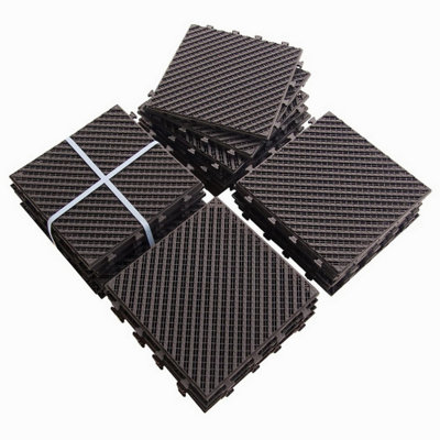 Patio Interlocking Deck Tiles, 12"X12" Square Composite Decking Tiles, Striped Plastic Outdoor Flooring Tile All Weather For Balcony Porch Backyard, (Pack Of 36)
