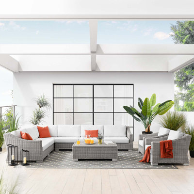 Ensemble de canapé modulaire en rotin 9 pièces Conway