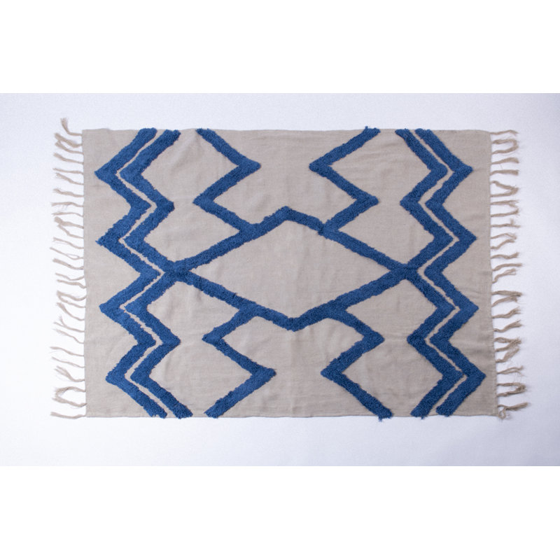 Arcadin Linen Throw Blanket, Blue