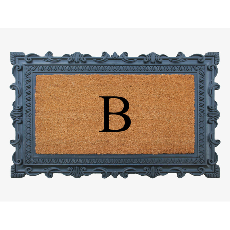 Paillasson à motif de monogramme de 24 po x 36 po Carson, B, Noir