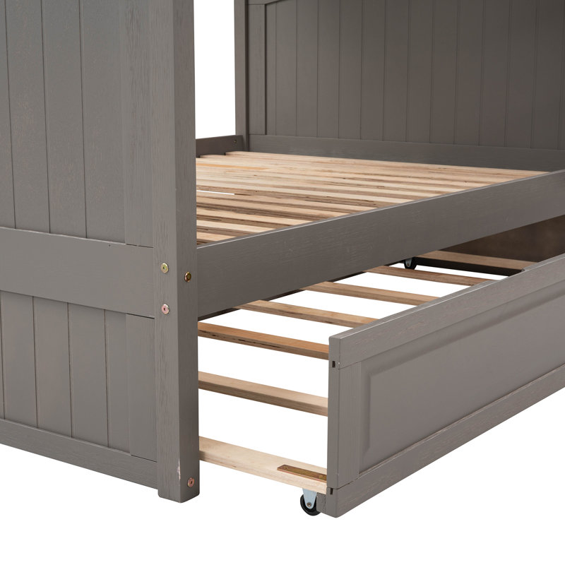 Lit superposé double au-dessus de double avec lit gigogne Britian, Gris
