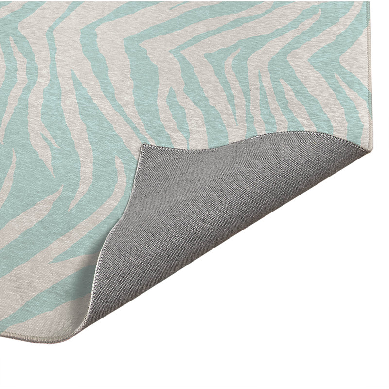 Zebra Patch Lightweight Non-Slip Kitchen Mat, Light Blue, Rectangle 2' x 3'