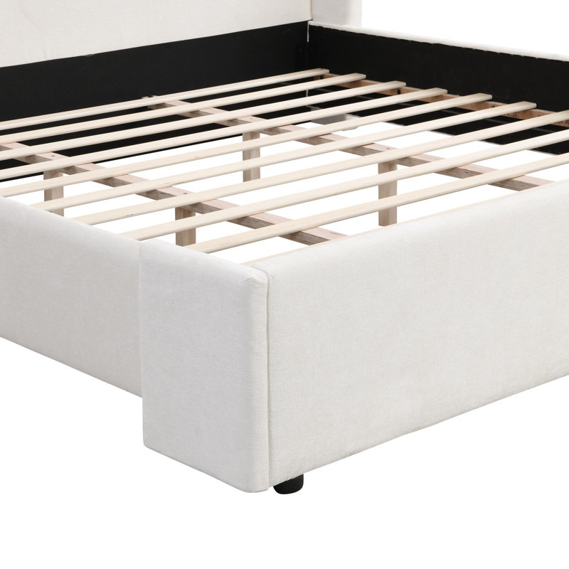 Lit tapissier élégant avec tête de lit haute, blanc, très grand, Très grand lit