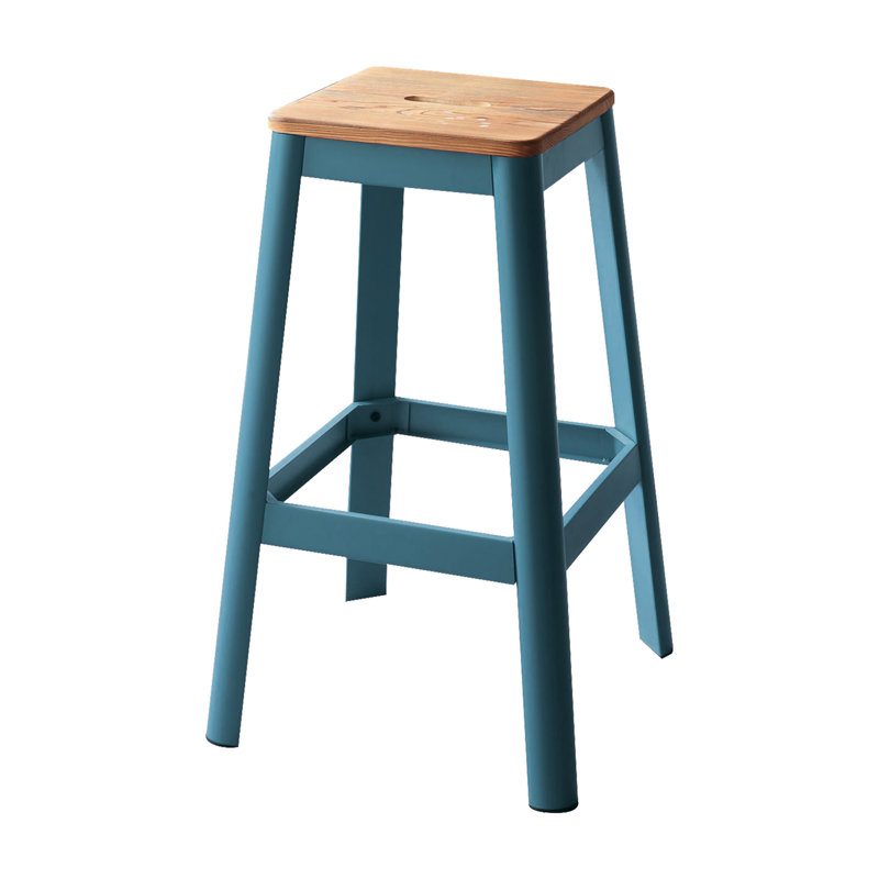 Tabouret de bar Jacotte au fini naturel et bleu sarcelle (sans table)