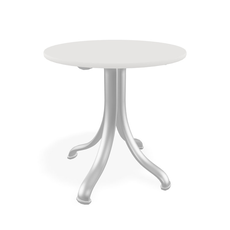 Outdoor Round Side Table, White/White
