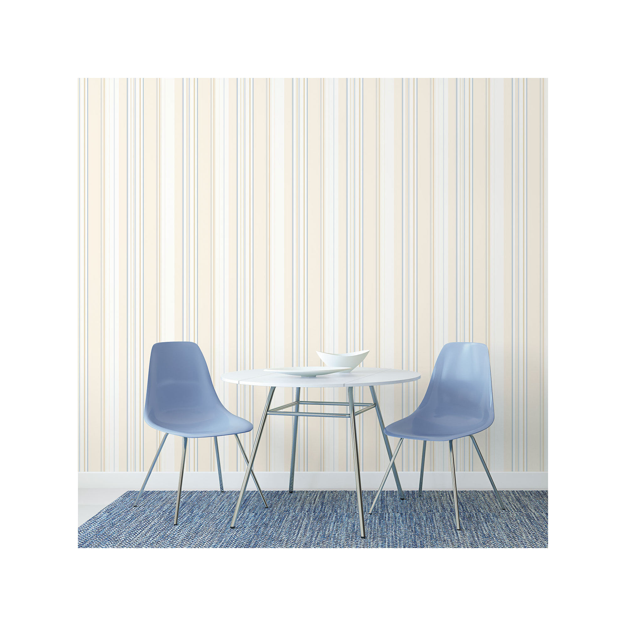 Kitchen Recipes Multi-Stripe Design 32.8' L x 21" W Wallpaper Roll, Blue