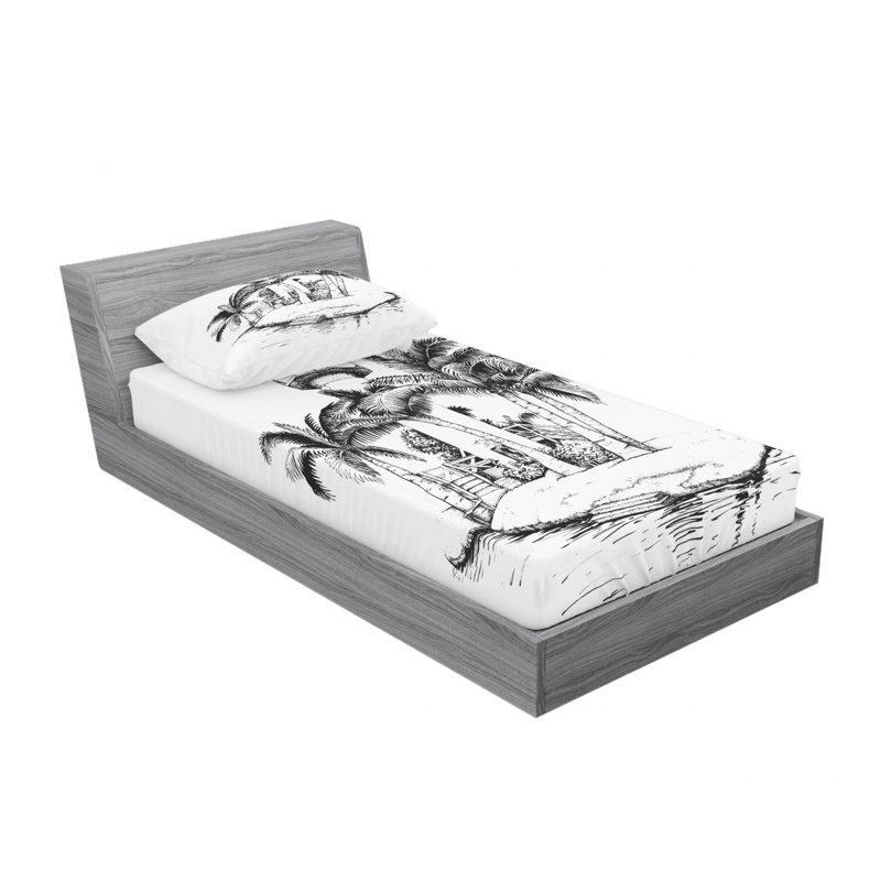 Microfiber Toile Sheet Set, Twin Sheet Set with Fitted Sheet