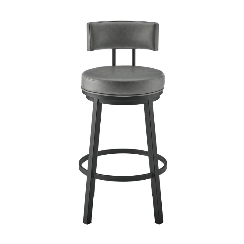 Bretha Swivel Counter Stool with Metal Frame, Mocha/Brown, Bar Stool (30" Seat Height)