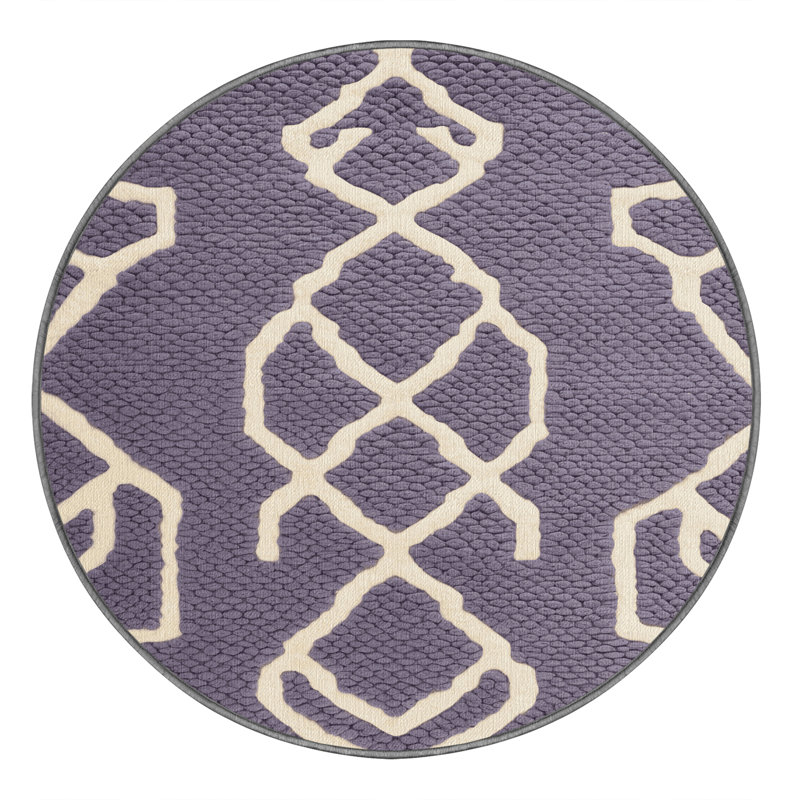 Tapis mauve lavable à la machine, Rond 4 pi