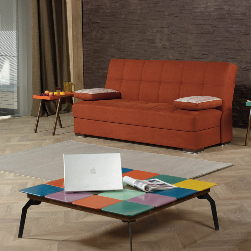 Canapé-lit convertible avec rangement PrimeNest Malandkar Collection, Orange