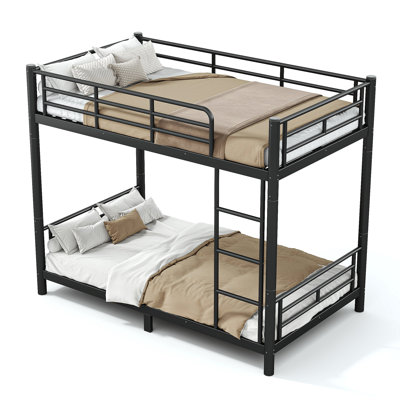 Twin XL over Twin XL Size Metal Bunk Bed for Teens and Adults,Space-Saving/Noise Reduced/No Box Spring Needed, Round Tube, Converted Into Two Beds
