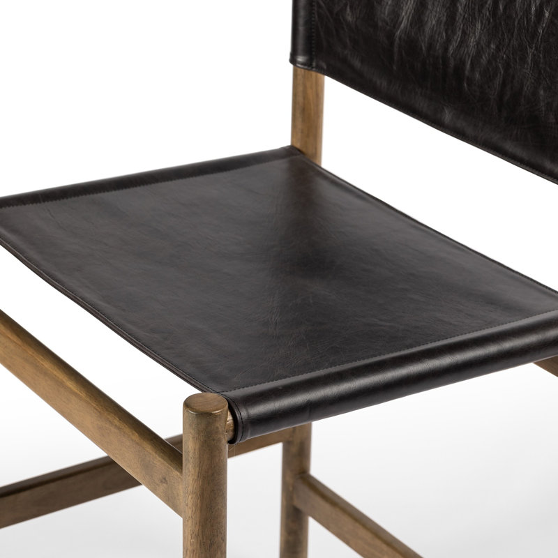 Kena Bar Stool with Solid Wood Frame, Black, Vintage Natural, Counter Stool (26.5" Seat Height)