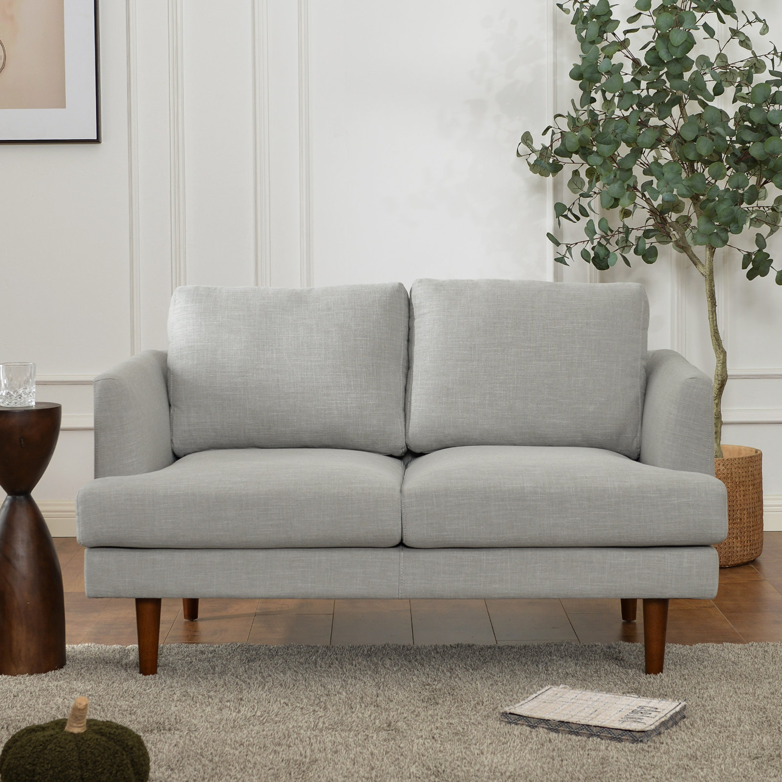 Miller 55" Linen Loveseat, Light Gray