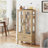 Curio Cabinet Lighted Glass Cabinet Glass Wine Cabinet Curio Display Cabinet with Adjustable Glass Shelves 2 Doors and 1 drawer Cabinet Sideboard With Bulb Included Light oak-129387196
