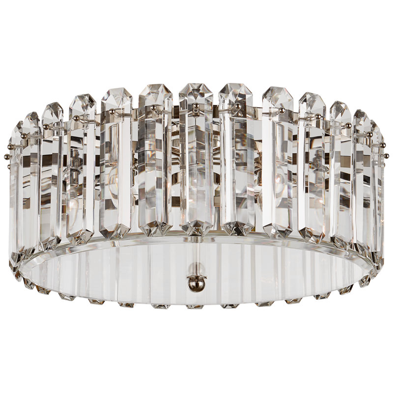 AERIN Bonnington Large Flush Mount, Polished Nickel, Alabaster