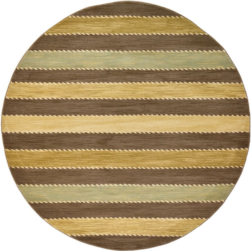 Tapis à motif géométrique brun Frederica, Rond 6 pi
