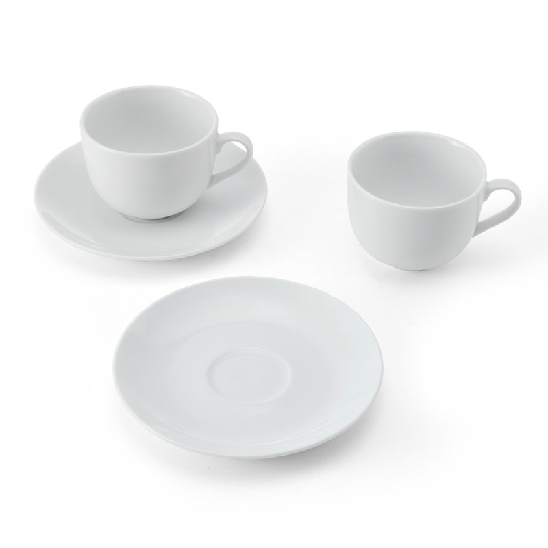 Mikasa Chalk Porcelain Teacup and Saucer Set, 220ml, White