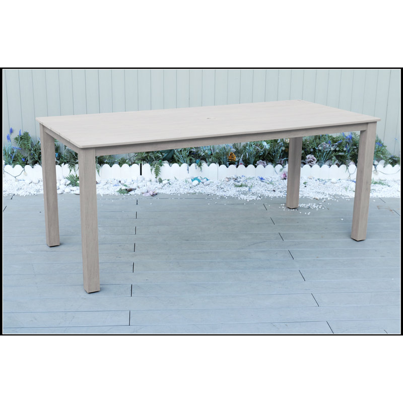 Table de salle à manger en bois imitation bois texturé, durable et élégante pour les pique-niques en plein air avec un design compact