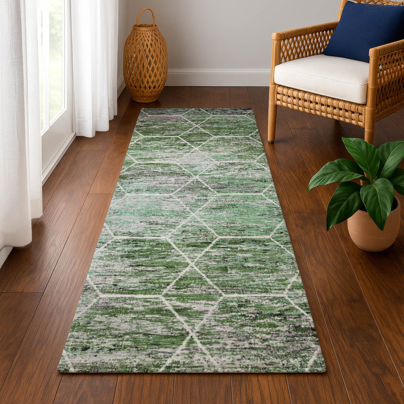 Premium Machine Washable Lubbers AMF1724 Geometric Rug, Runner 2'3" x 7'6"