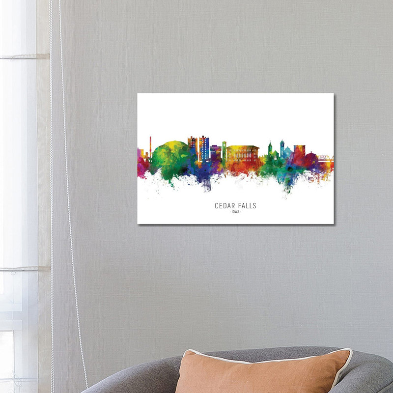 Cedar Falls Lowa Skyline City Name by Michael Tompsett - 1 Piece Wrapped Canvas Wall Art, 66.04 cm H x 45.72 cm W x 1.91 cm D