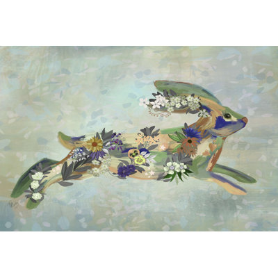" Fantastic Florals Hare, Running " Painting Print