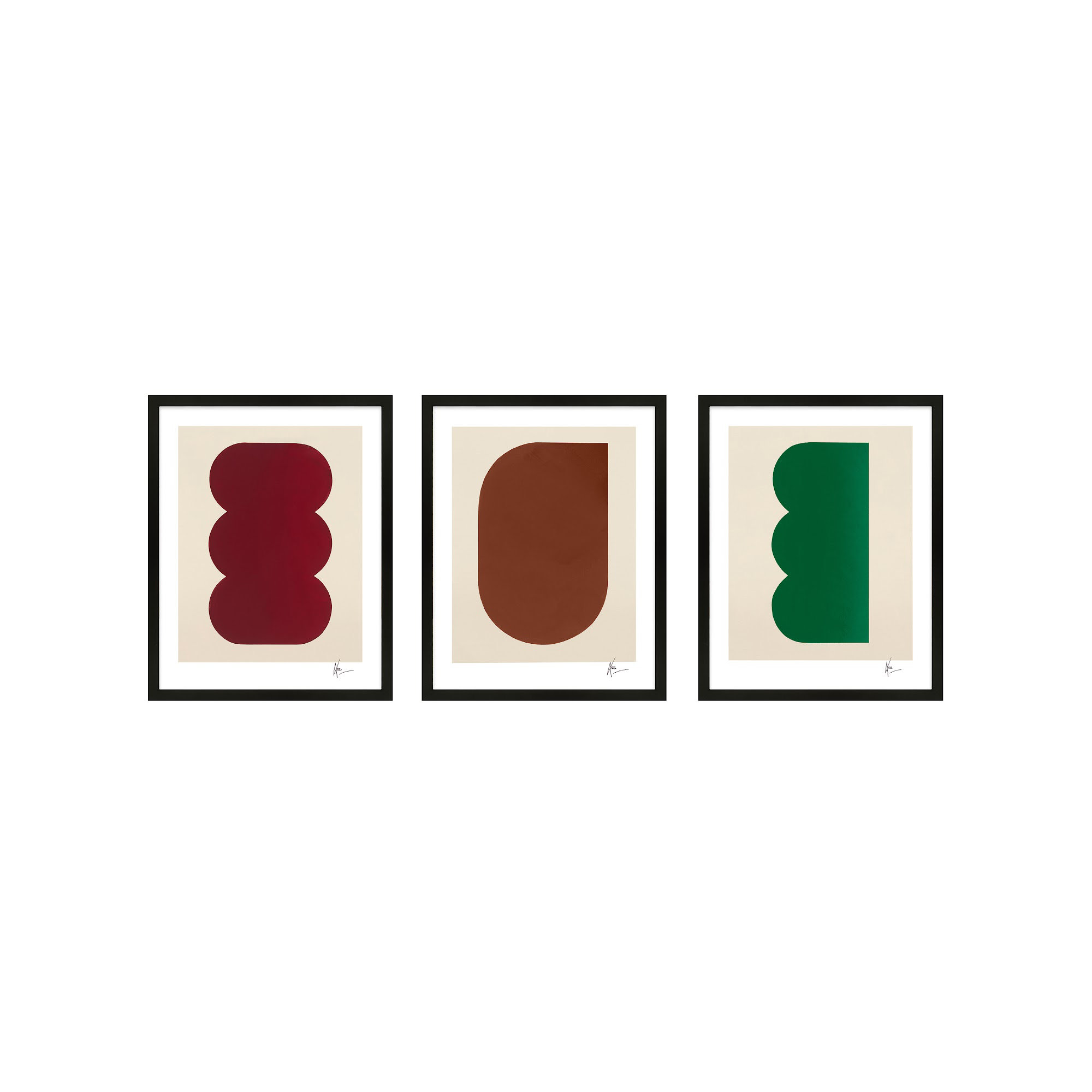 Keyhole 1-3. Set Of 3 by Lee Lessem, Black Framed, 38" H x 30" W x 1.25" D