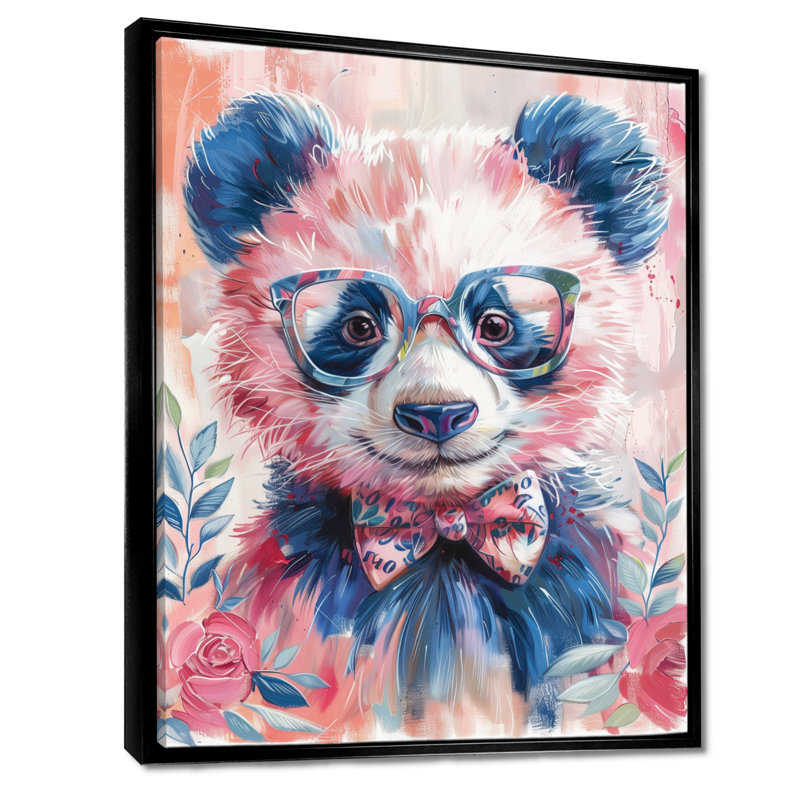 Clintwood - Panda, art mural, salon, Cadre noir, H 12 po x l 20 po