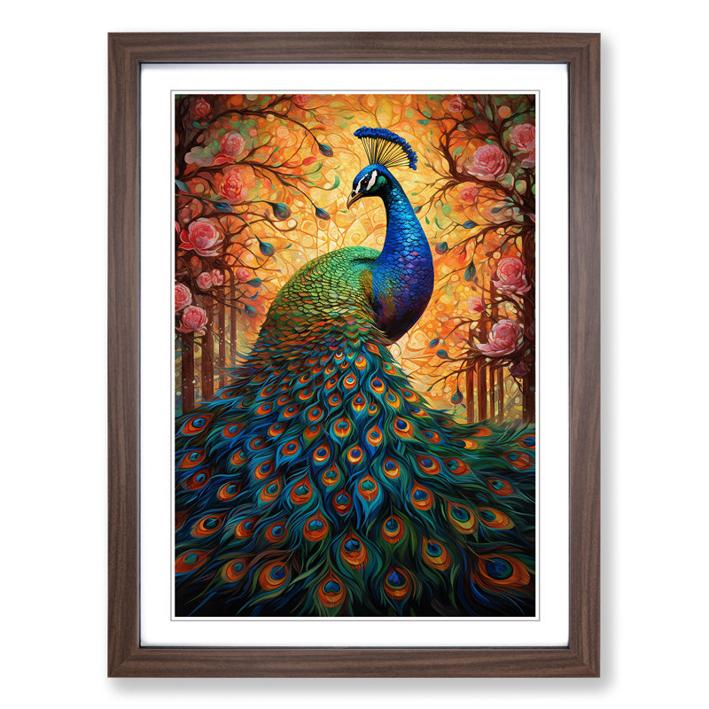 Peacock Orphism Framed Print, 34cm H x 25cm W x 2cm D, Walnut Framed
