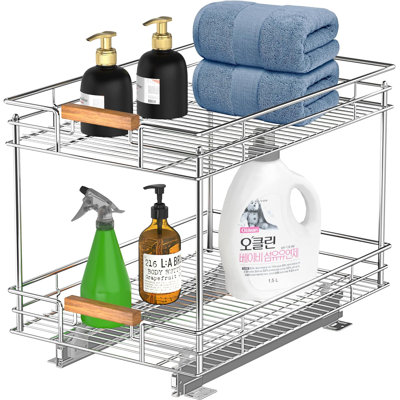 Rangement à 2 niveaux pour armoire coulissante (l 14 po x P 21 po) avec poignée en bois